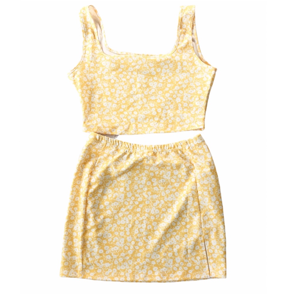 NEW SHEIN Ditsy Floral Crop Tank Top & Split Mini